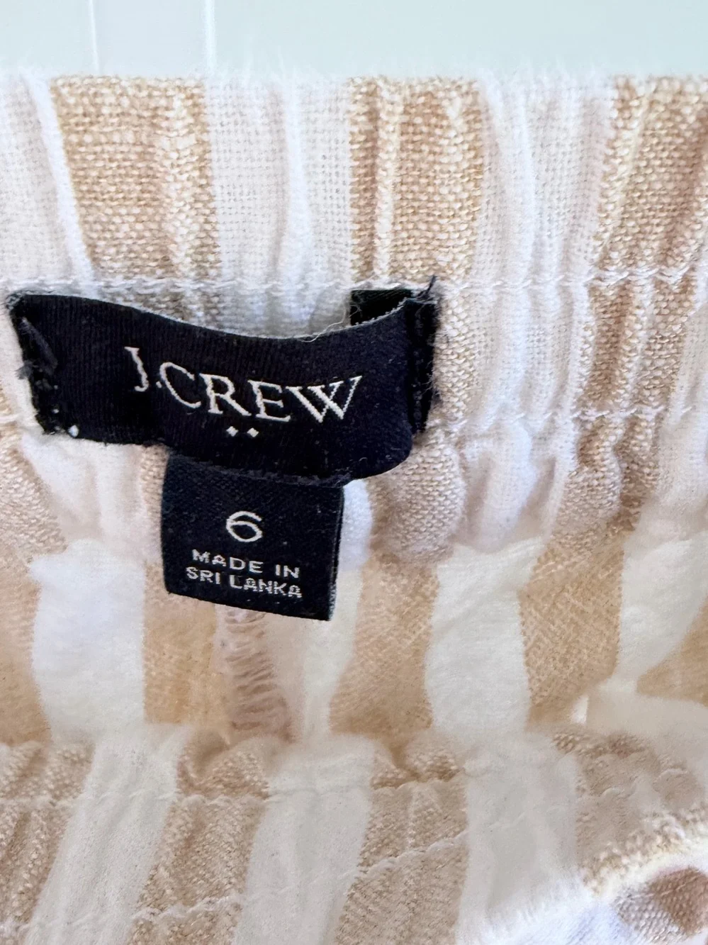 J. Crew Beige White Striped Linen-Blend Drawstring Joggers